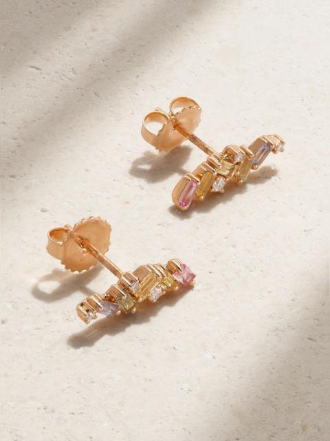 SUZANNE KALAN 18-karat rose gold, sapphire and diamond earrings Gold