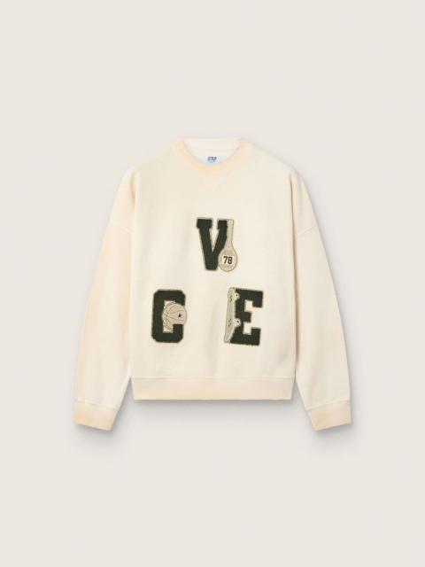 Golden Goose Star unisex cotton sweatshirt in vintage white with VCE embroidered patches