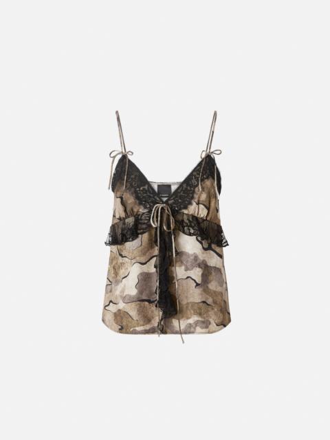 PINKO CAMOUFLAGE TOP WITH LACE