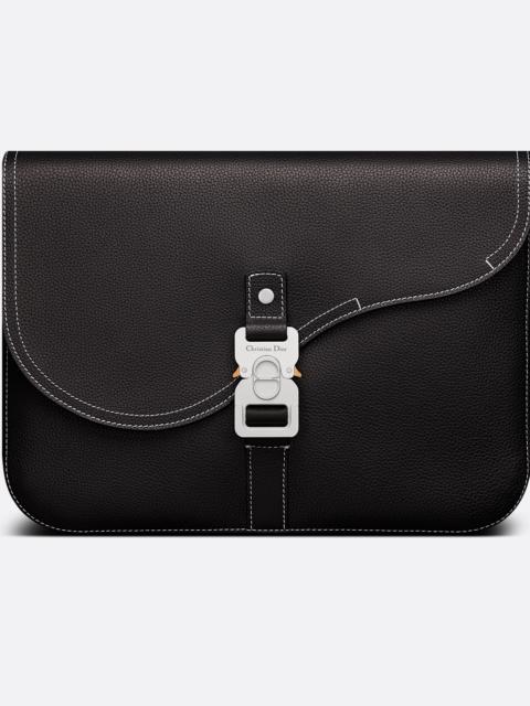 Saddle A4 Pouch Black Grained Calfskin