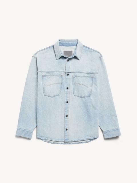 BALENCIAGA Men's Denim Long Sleeve Shirt in Light Blue