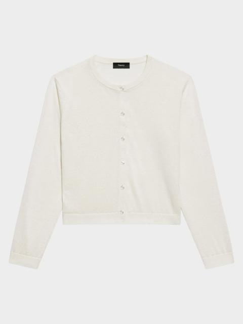 Theory Cropped Linen-Blend Cardigan