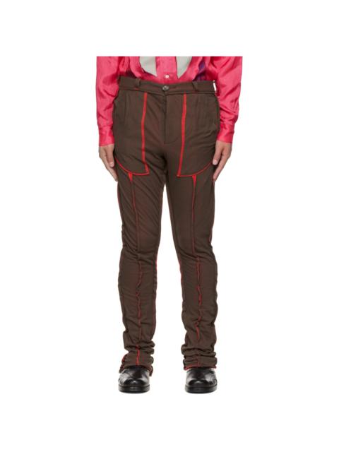 EDWARD CUMING Brown & Red Paneled Trousers