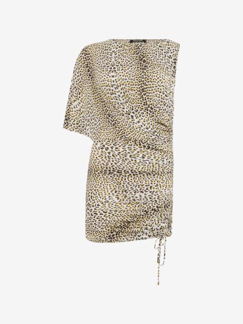 Roberto Cavalli Asymmetric Dress with Pop Jaguar Print