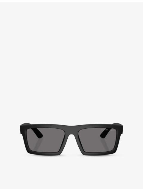 Prada PS A07S Polarised Rectangle-Frame Acetate Sunglasses