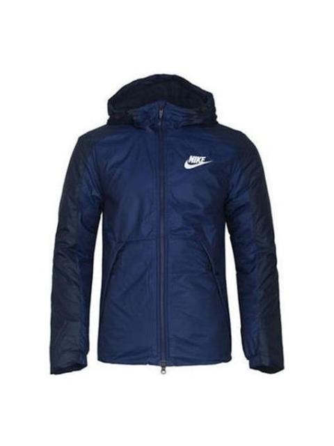 Nike Nike Sportswear logo Casual Sports Windproof hooded Jacket Navy Blue Dark blue 861789-429