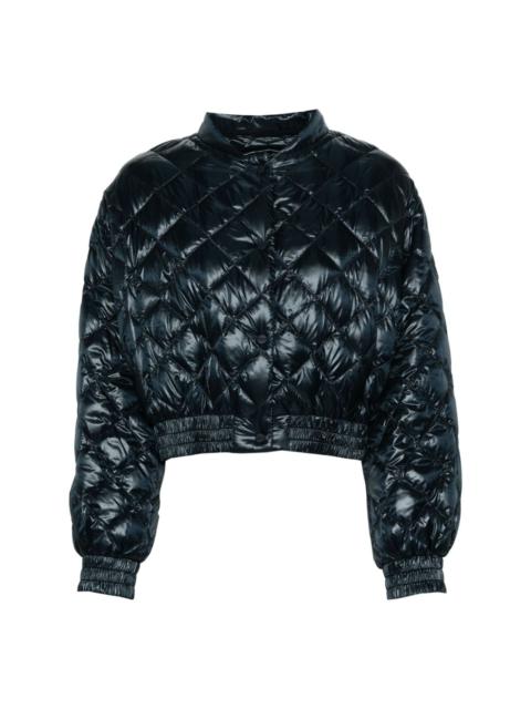 logo-patch diamond-quilted jacket