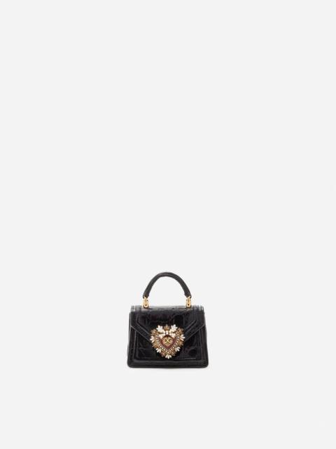 Dolce & Gabbana Devotion micro bag in crocodile flank leather