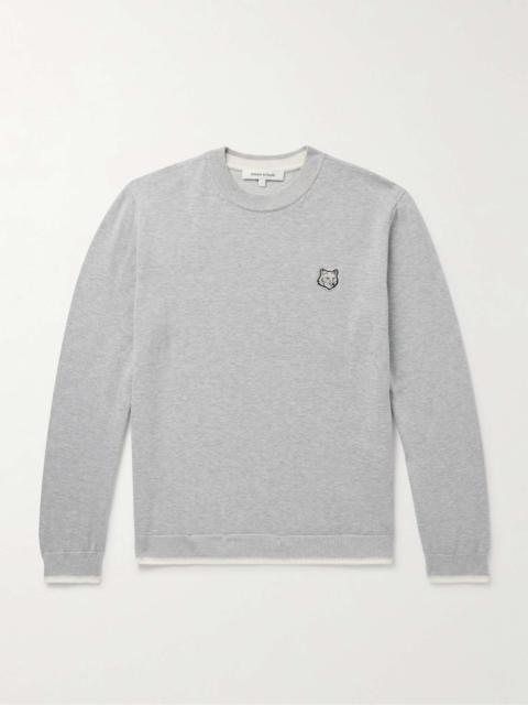 Maison Kitsuné Slim-Fit Logo-Appliquéd Cotton Sweater