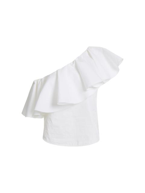 GIAMBATTISTA VALLI Asymmetric Ruffled Cotton Top off-white