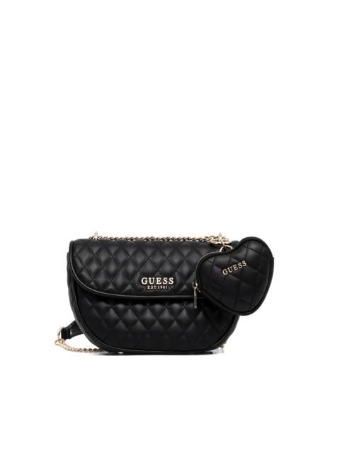 GUESS USA quilted-design heart-charm cross-body bag
