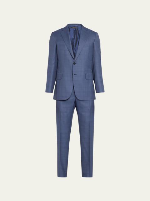 Brioni Men's Brun Super 150's Plaid Suit