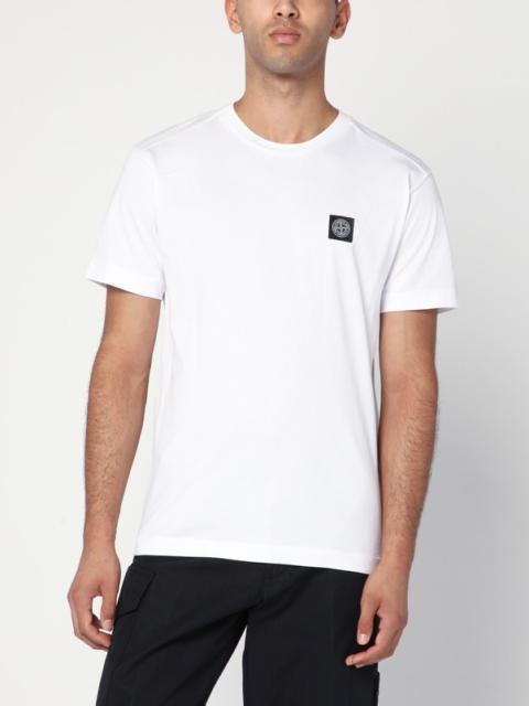 White cotton T-shirt with logo patch