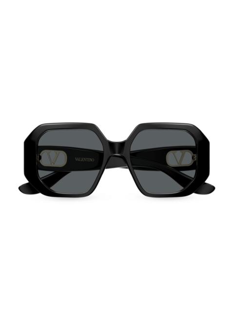 Valentino Women's Vain Bold 55MM Geometric Sunglasses - Black