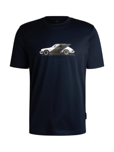 BOSS PORSCHE X BOSS MERCERIZED-COTTON T-SHIRT WITH COLLABORATIVE BRANDING