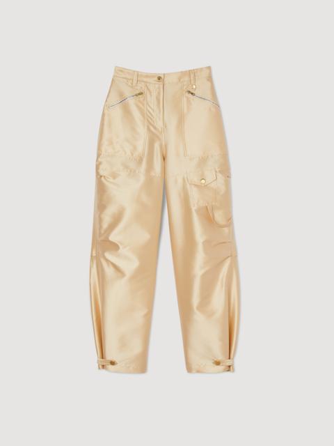Sandro Satin-effect cargo trousers
