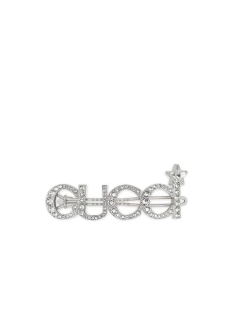 GUCCI crystal-logo hair clip