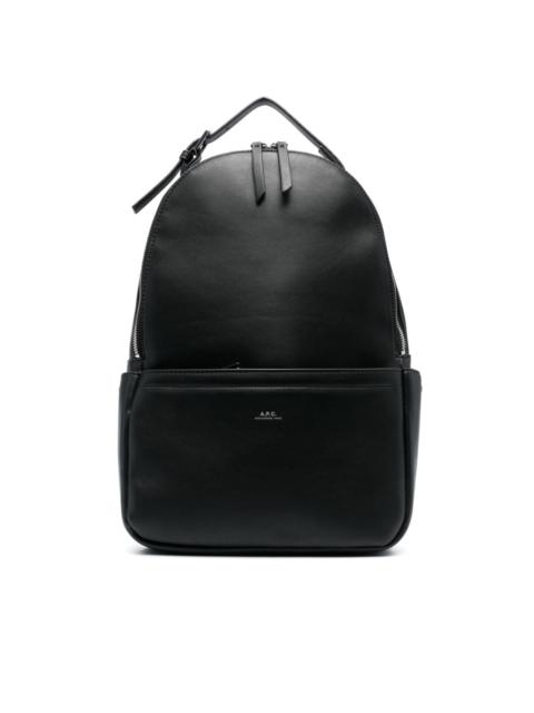 A.P.C. logo-stamp faux-leather Backpack - Farfetch