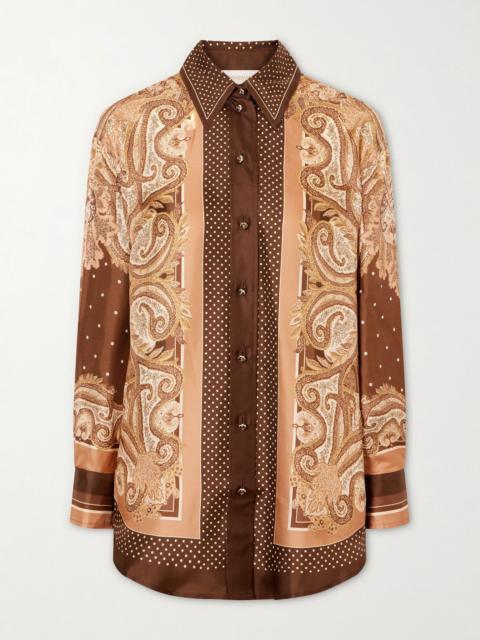 Zimmermann Luna printed silk-twill shirt Brown