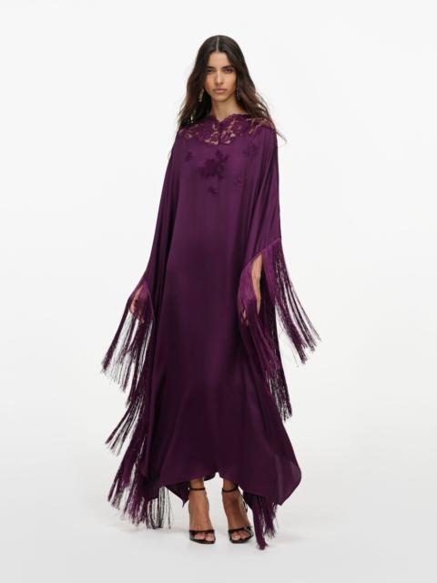 self-portrait Purple Satin Fringed Kaftan