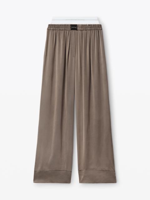 Alexander Wang logo boxer pant in shiny cupro twill