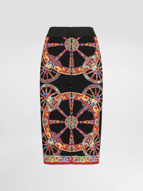 Dolce & Gabbana Carretto-print charmeuse long skirt