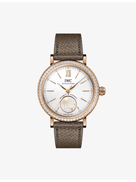 IWC Schaffhausen Portofino Day & Night 34mm Silver-Plated 18ct 5N Gold and Leather Automatic Watch