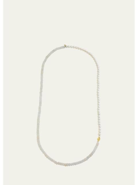 SYDNEY EVAN Pearl and Rainbow Moonstone Necklace, 24"L