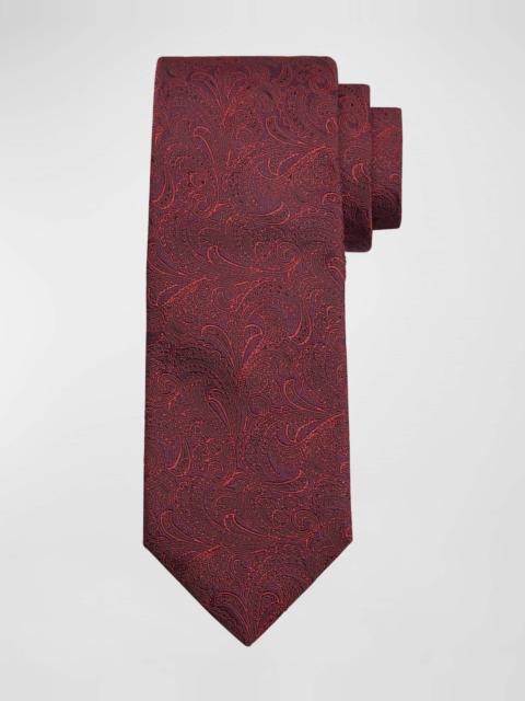 Men's Silk-Cotton Tonal Paisley Tie