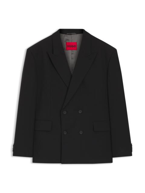 HUGO DOUBLE-BREASTED SUIT JACKET IN WOOL-BLEND TWILL