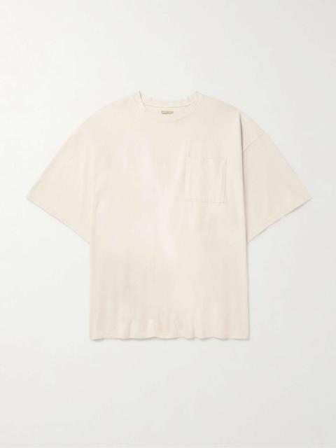 Kapital Distressed Printed Two-Tone Cotton-Jersey T-Shirt