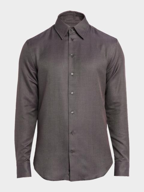 EMPORIO ARMANI Men's Micro-Dot Cotton Modern Fit Sport Shirt