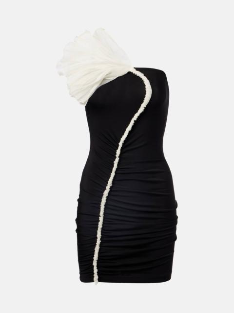 NENSI DOJAKA Floral-appliqué asymmetric minidress