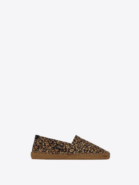 saint laurent embroidered espadrilles in leopard-print canvas