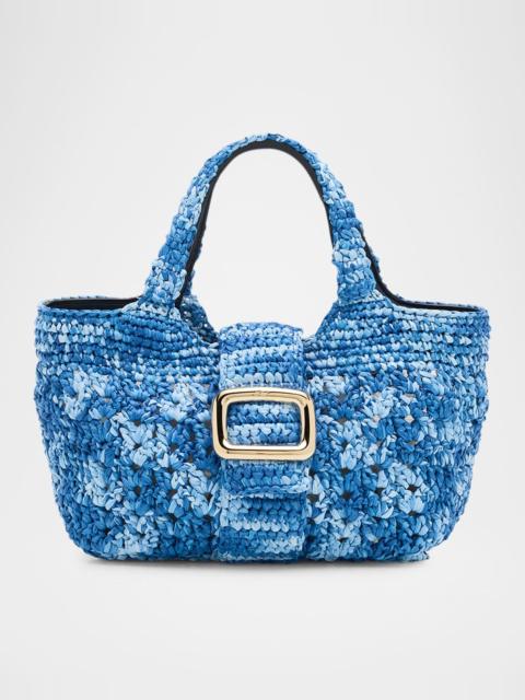 Roger Vivier Grand Viv Choc Crochet Raffia Top-Handle Bag