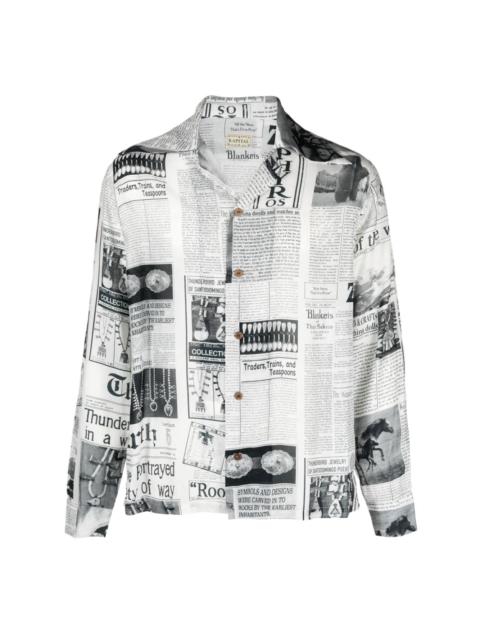 Kapital newspaper-print Cuban-collar shirt