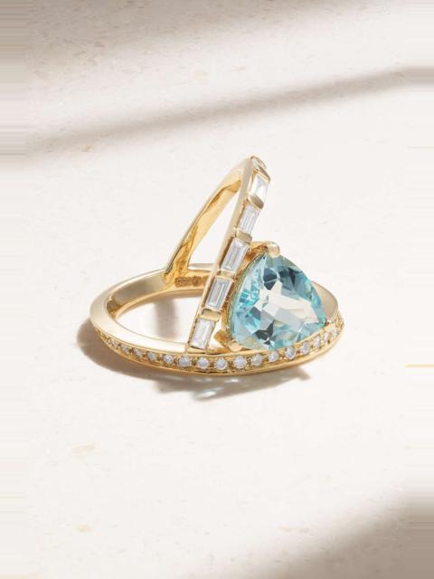 MATEO 14-karat gold, topaz and diamond ring