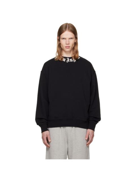Palm Angels Black Neck Logo Regular Crew Sweatshirt