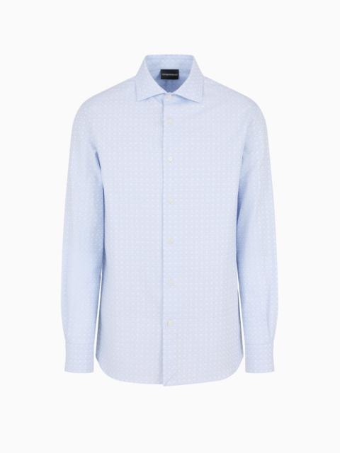 Cotton shirt with all-over jacquard logo pattern