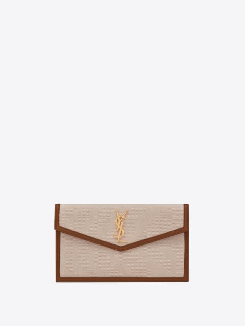 SAINT LAURENT uptown pouch in canvas and smooth leather