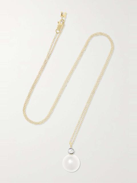 MATEO 14-karat gold, pearl and diamond necklace