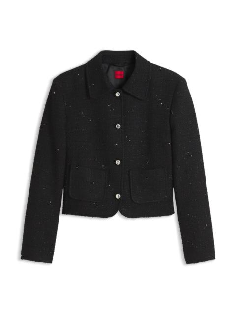 HUGO BOXY CROPPED JACKET IN SEQUINED BOUCLÉ