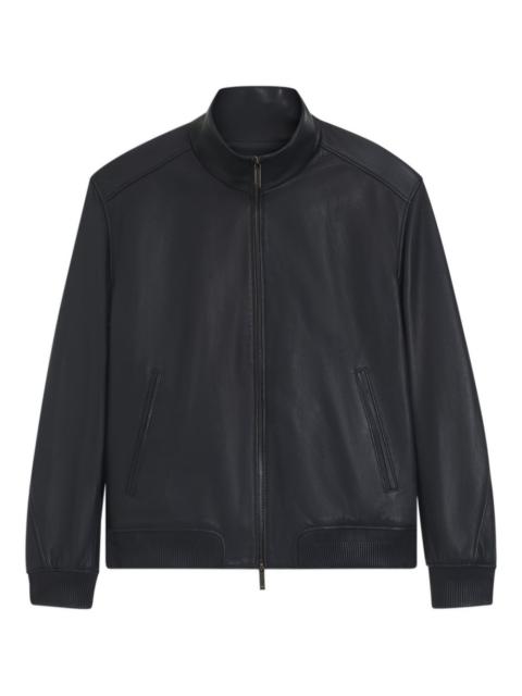 BOSS zip-up leather bomber jacket