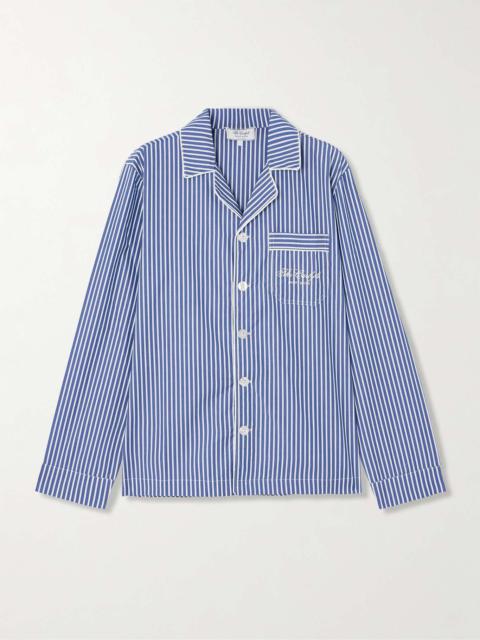 Sporty & Rich + The Carlyle embroidered striped cotton-poplin shirt