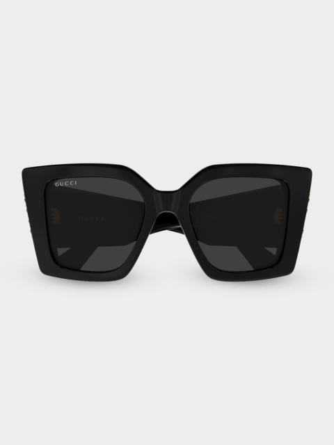 GUCCI Logo 51mm Acetate Square Sunglasses