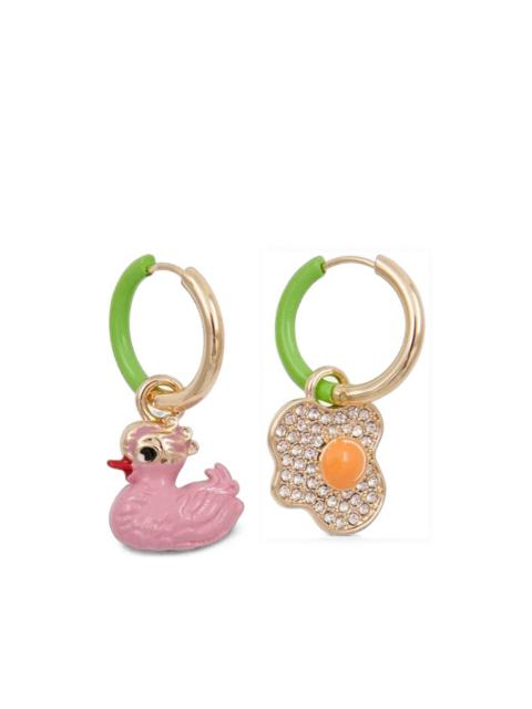 ESSENTIEL ANTWERP duck egg-pendant hoop earrings