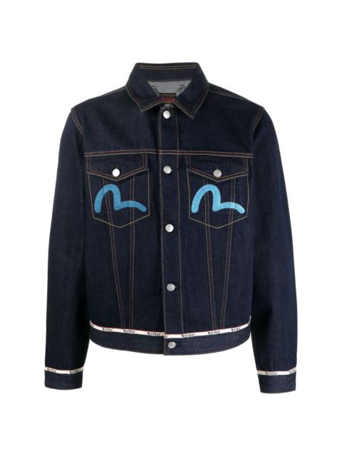 logo-embroidered denim jacket