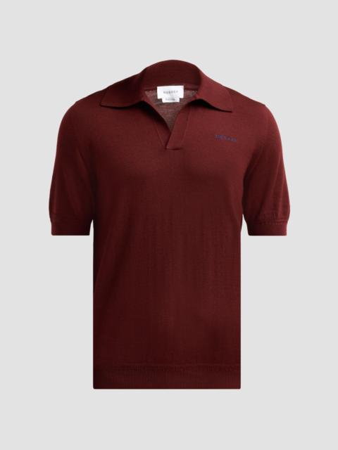 Alexander McQueen Men's Embroidered Wool Polo Shirt - Ruby Sapphire