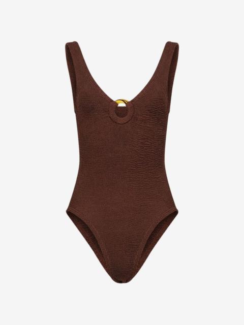 Hunza G Celine ring-detail crinkle swimsuit