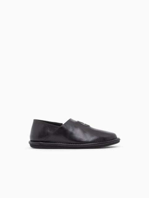 GIORGIO ARMANI SLIPPER IN LEATHER WITH A RUBBER SOLE